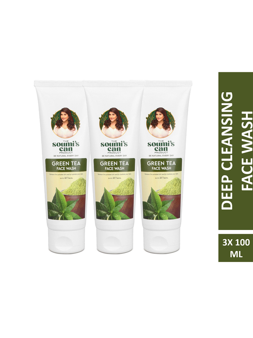 THE SOUMI'S CAN PRODUCT Set Of 3 Green Tea Face Wash - 100ml Each
